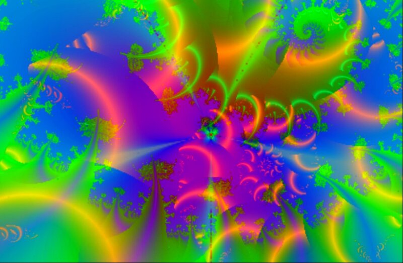 Colorful Fractal Patterns — Green, Vibrant, Abstract, Spirals, Curves