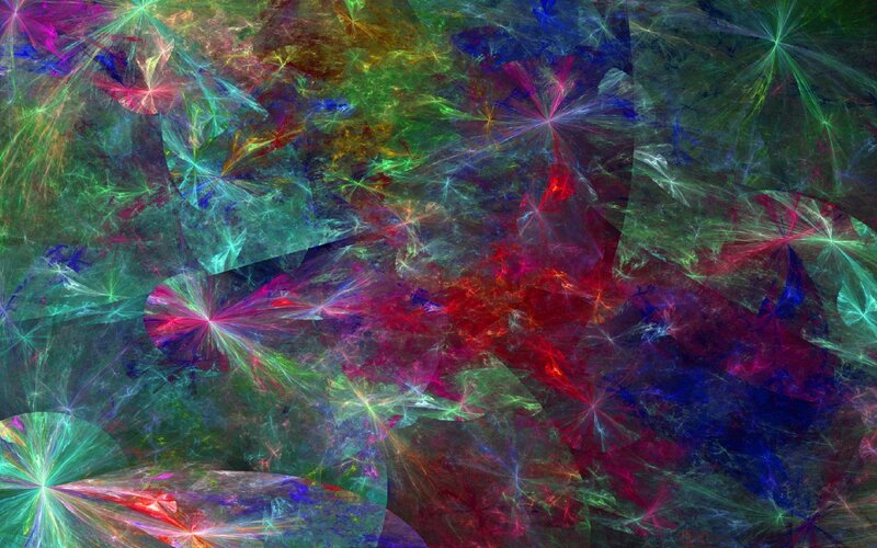 Colorful Fractal Patterns — Green, Vibrant, Abstract, Stars, Light Rays