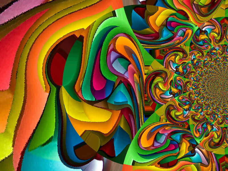 Colorful Fractal Patterns — Green, Vibrant, Abstract, Swirls