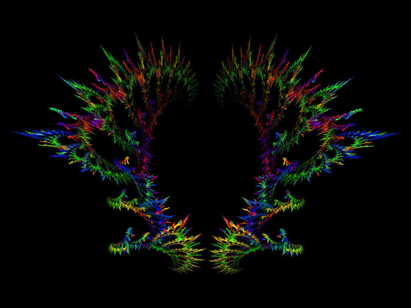 Colorful Fractal Patterns — Green, Vibrant, Digital Art, Spikes