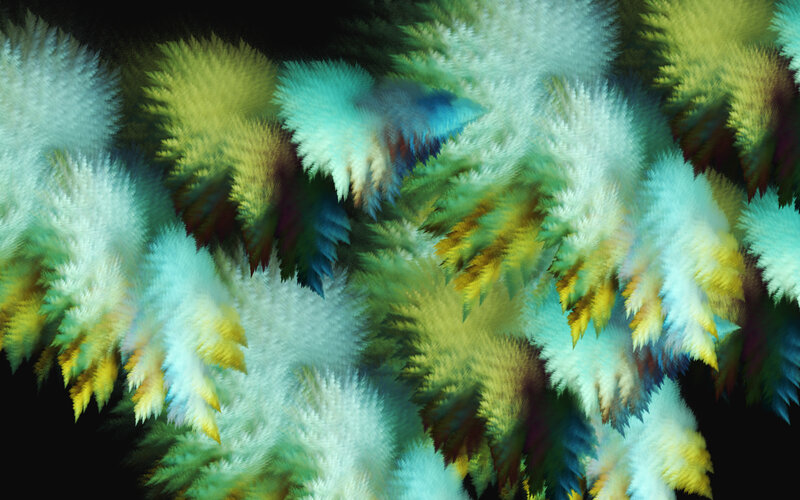 Colorful Fractal Patterns — Green, Vibrant, Digital Art