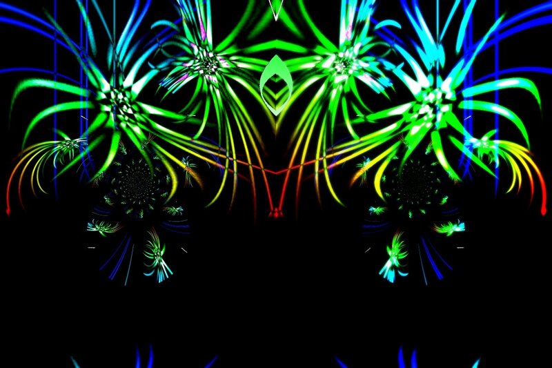 Colorful Fractal Patterns — Green, Vibrant, Night