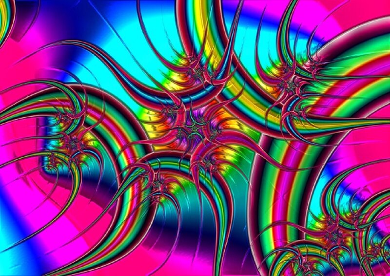 Colorful Fractal Patterns — Pink, Vibrant, Digital Art