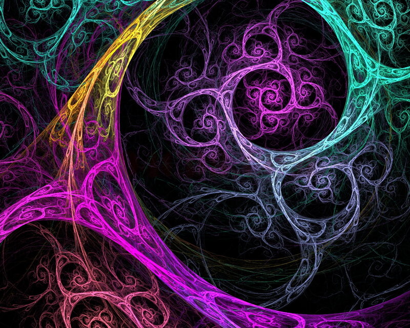 Colorful Fractal Patterns — Purple, Dynamic, Abstract, Spirals, Curves