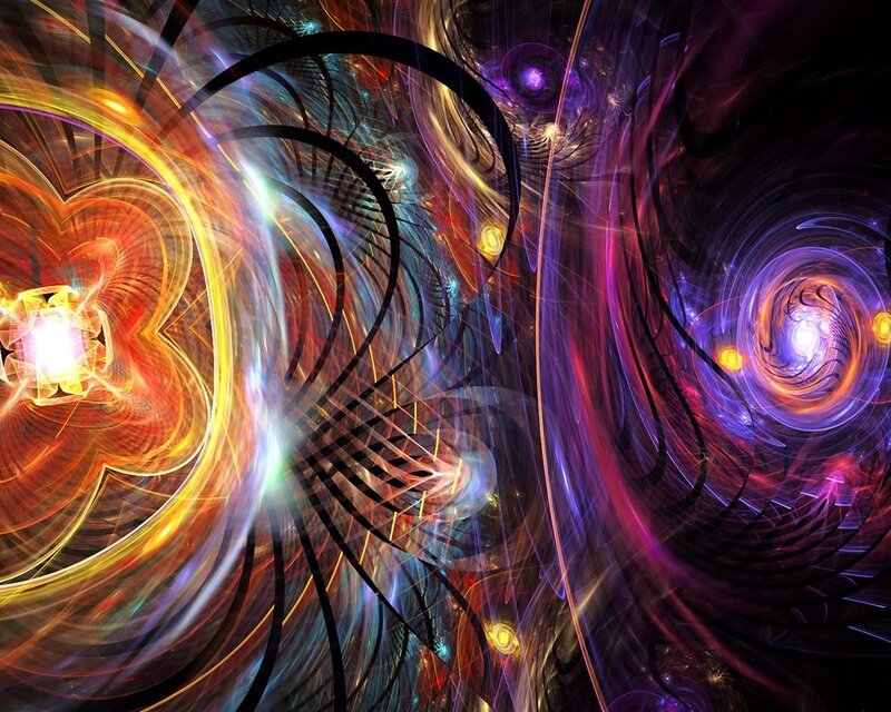 Colorful Fractal Patterns — Purple, Dynamic, Abstract, Spirals, Light Beams