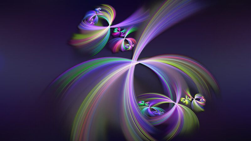 Colorful Fractal Patterns — Purple, Dynamic, Abstract, Spirals, Light Trails