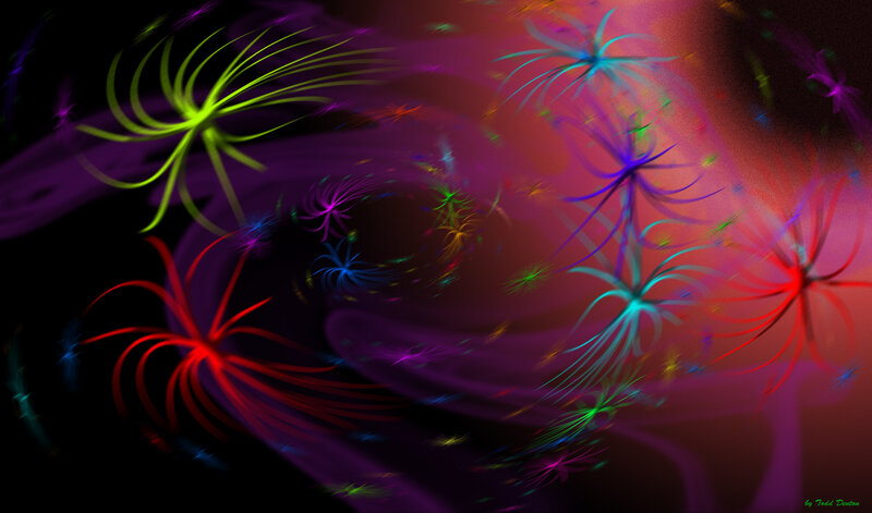 Colorful Fractal Patterns — Purple, Energetic, Digital Art