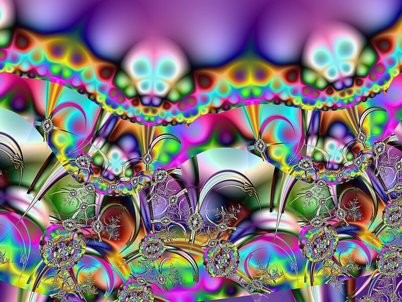 Colorful Fractal Patterns — Purple, Hypnotic, Digital Art, Abstract Shapes
