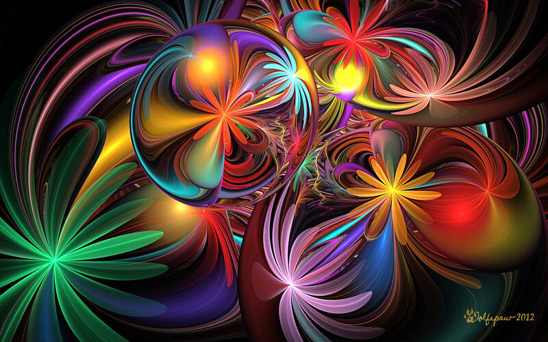 Colorful Fractal Patterns — Purple, Vibrant, Abstract, Flowers