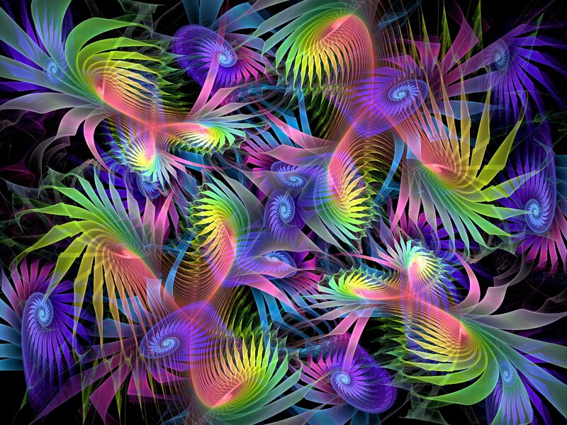 Colorful Fractal Patterns — Purple, Vibrant, Digital Art, Spirals