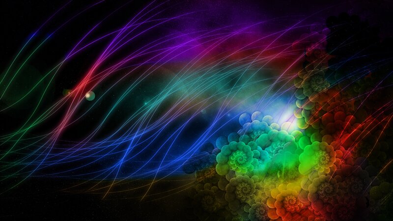 Colorful Fractal Patterns — Purple, Vibrant, Night, Digital Art, Light Streaks