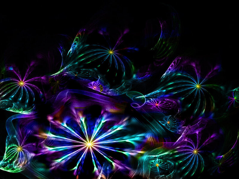 Colorful Fractal Patterns — Purple, Vibrant, Night