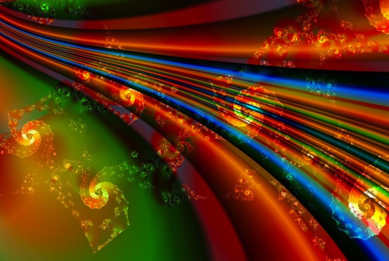 Colorful Fractal Patterns — Red, Dynamic, Abstract