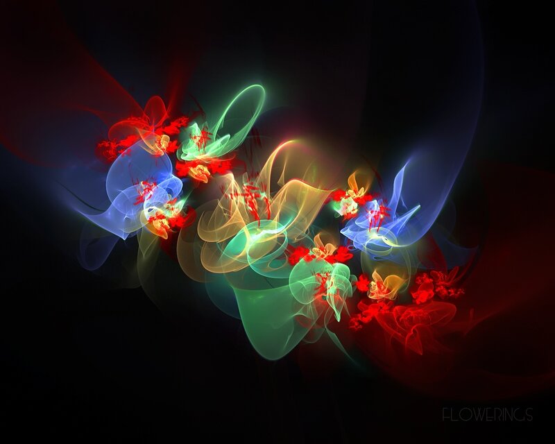Colorful Fractal Patterns — Red, Dynamic, Digital Art