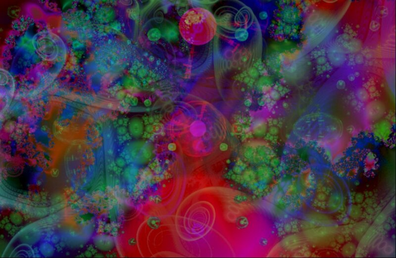 Colorful Fractal Patterns — Red, Vibrant, Abstract, Circles, Spirals