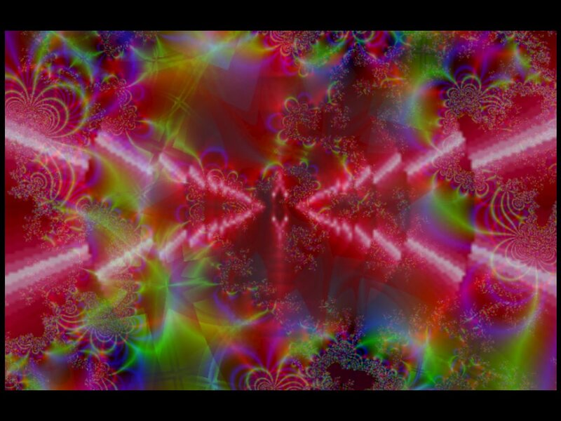 Colorful Fractal Patterns — Red, Vibrant, Abstract, Spirals, Light Beams