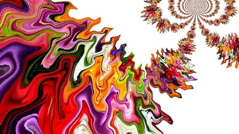 Colorful Fractal Patterns — Red, Vibrant, Abstract, Spirals, Waves
