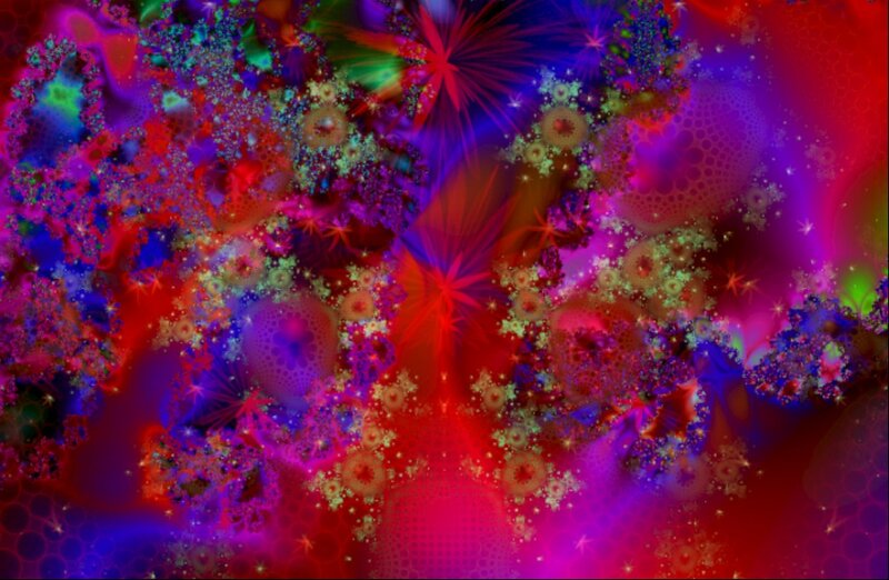 Colorful Fractal Patterns — Red, Vibrant, Abstract, Stars