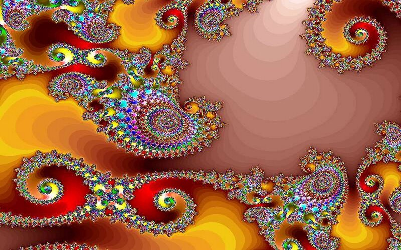 Colorful Fractal Patterns — Red, Vibrant, Digital Art, Spirals