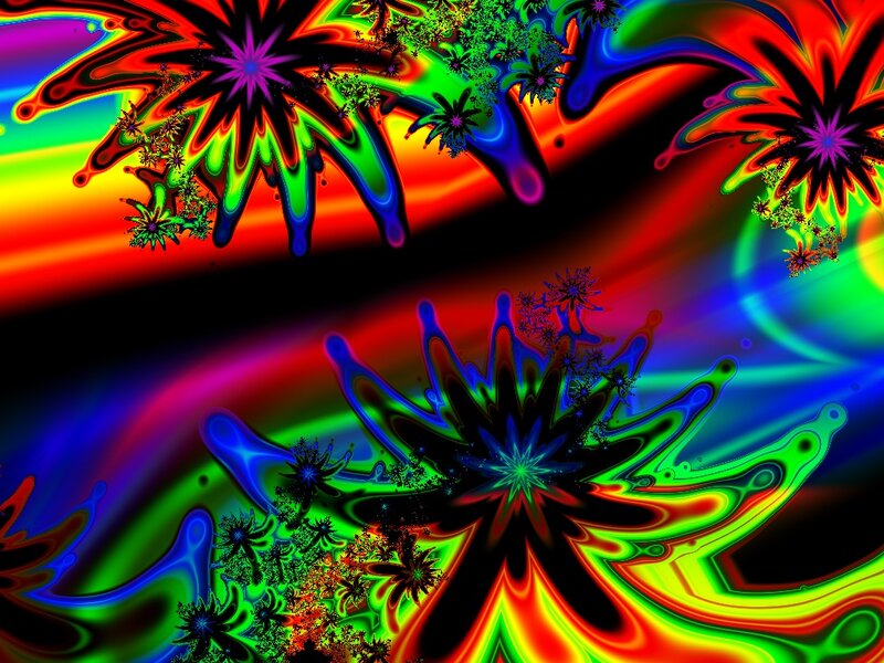 Colorful Fractal Patterns — Red, Vibrant, Digital Art