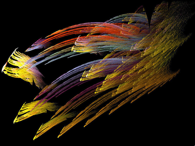 Colorful Fractal Patterns — Yellow, Dynamic, Digital Art