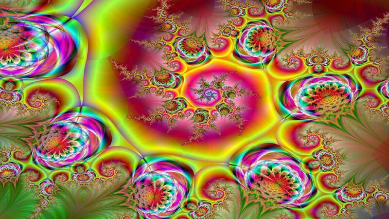 Colorful Fractal Patterns — Yellow, Hypnotic