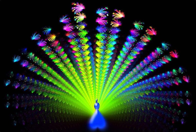 Colorful Fractal Peacock — Green