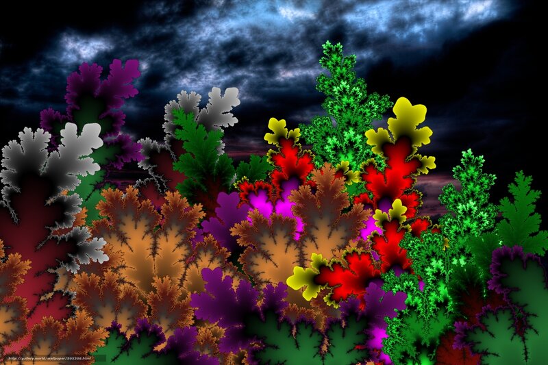 Colorful Fractal Plants — Green, Dramatic