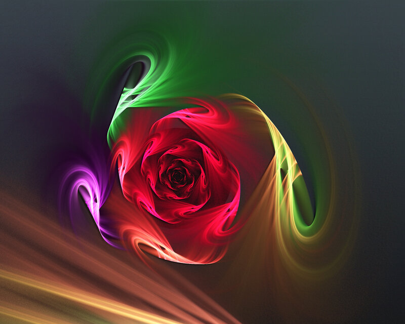 Colorful fractal rose swirl