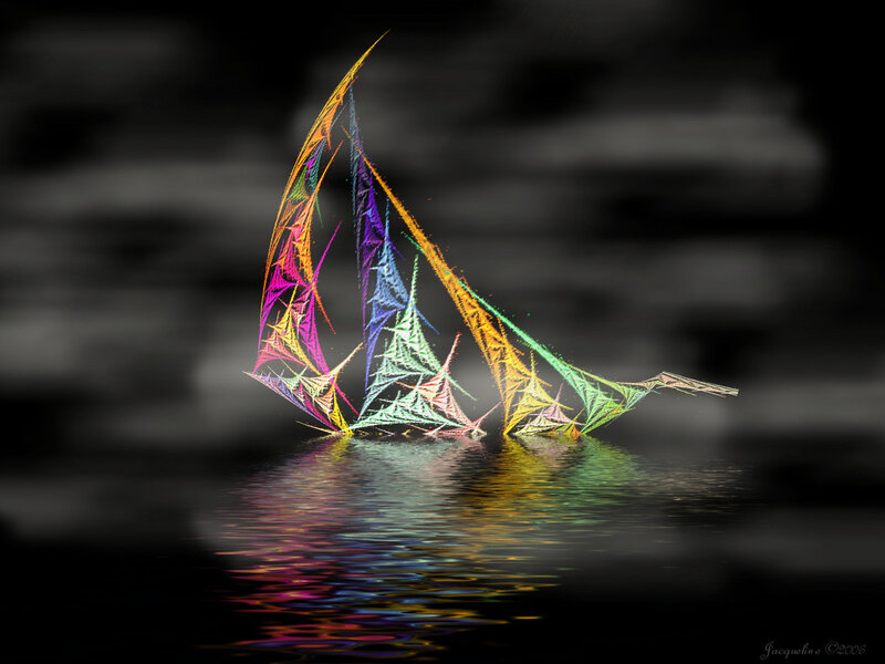 Colorful fractal sailboat