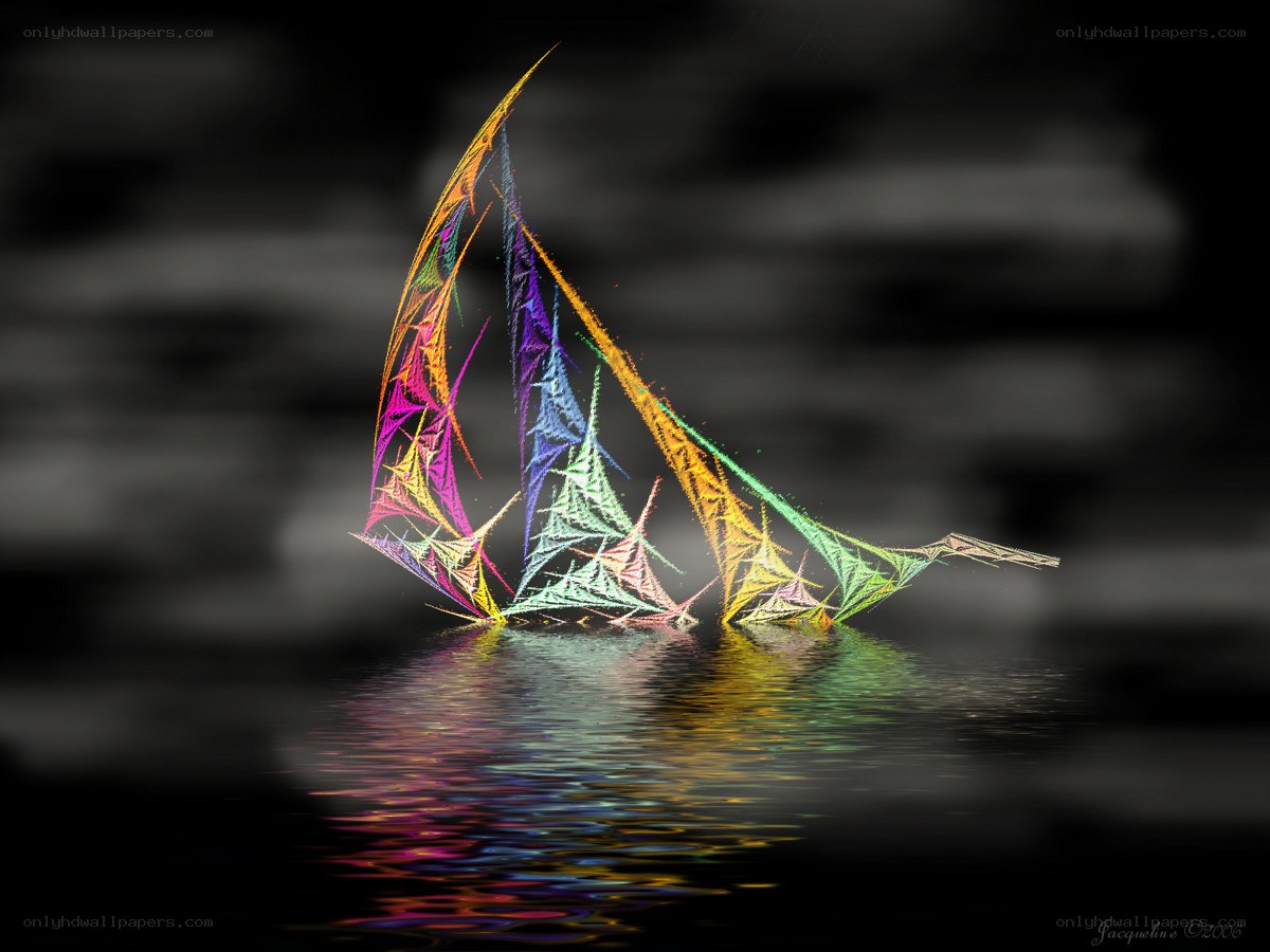 Colorful fractal sailboat