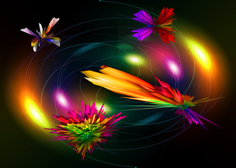 Colorful Fractal Shapes — Black