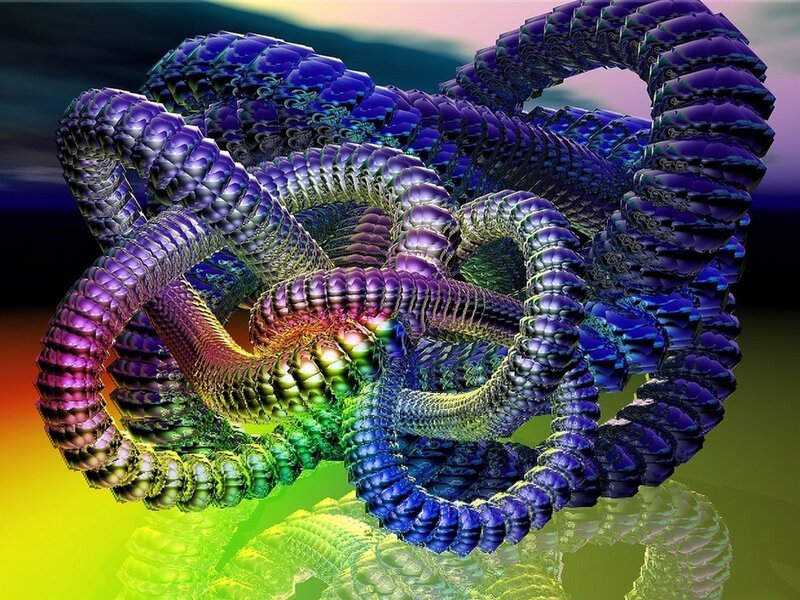 Colorful fractal snake sculpture