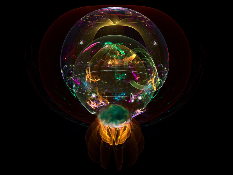Colorful Fractal Sphere — Black, Abstract