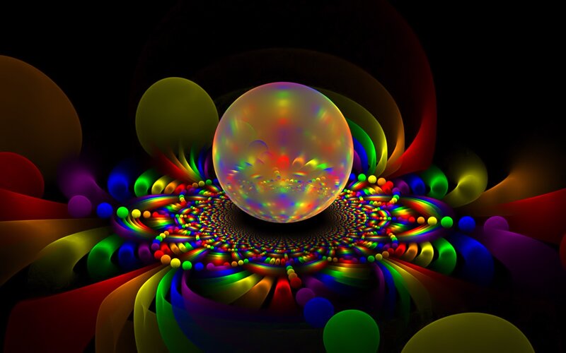 Colorful Fractal Sphere — Black