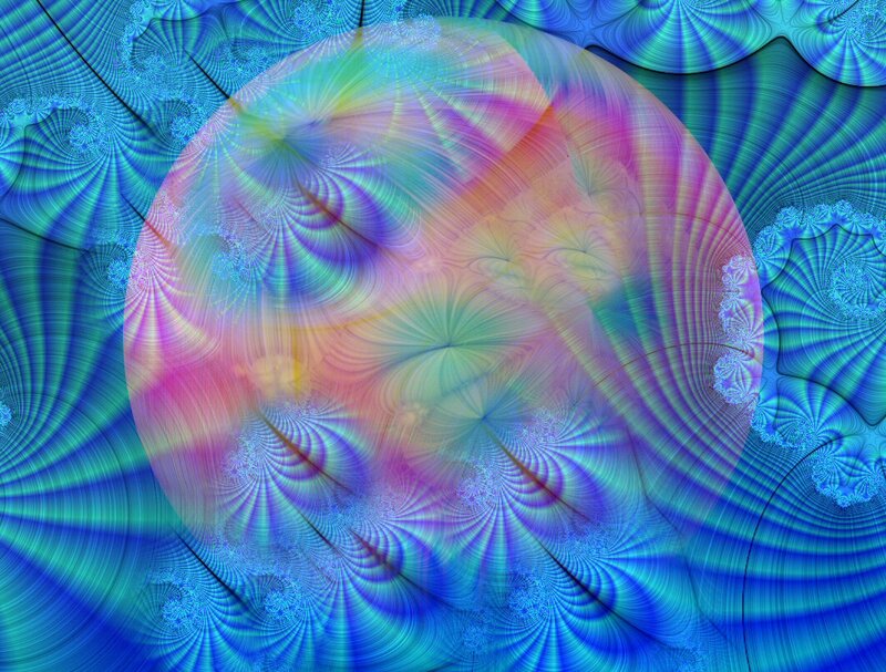 Colorful Fractal Sphere — Blue, Hypnotic