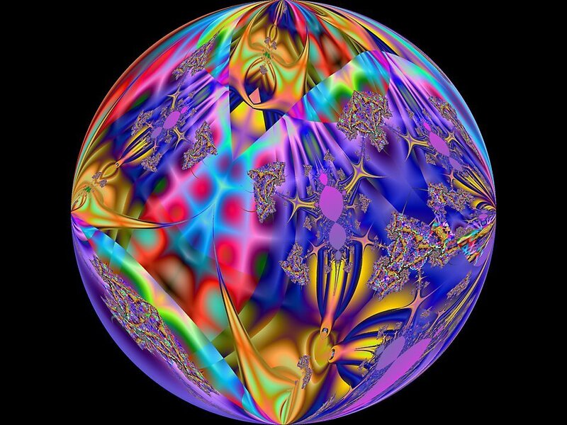 Colorful Fractal Sphere — Blue, Vibrant