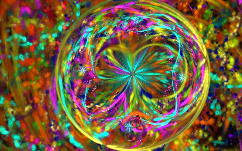 Colorful Fractal Sphere — Cyan