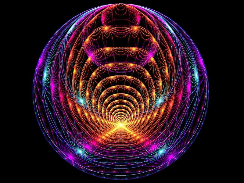 Colorful Fractal Sphere — Orange, Hypnotic