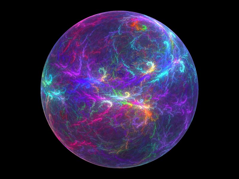 Colorful Fractal Sphere — Purple, Vibrant, Digital Art