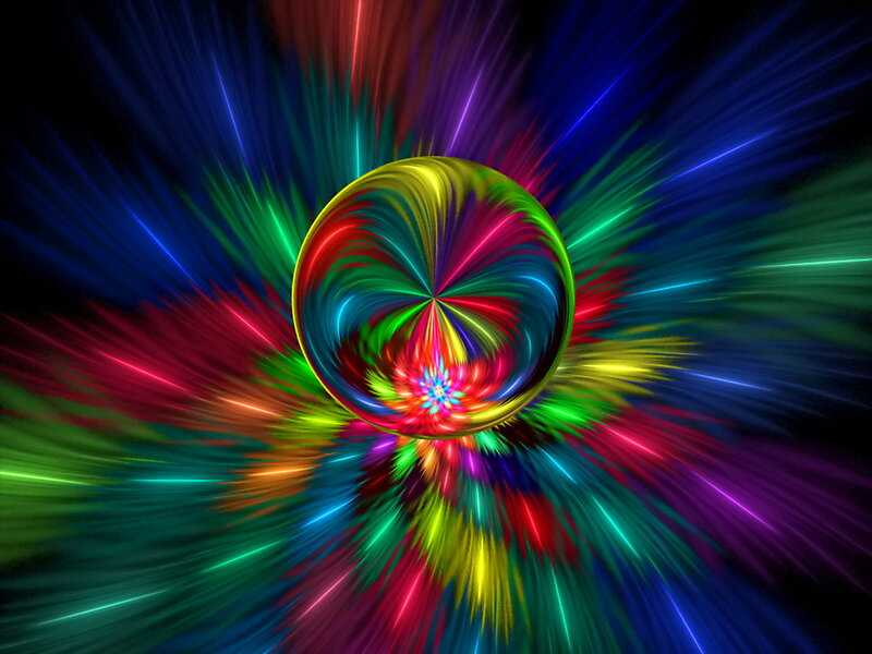 Colorful Fractal Sphere — Red, Vibrant, Abstract