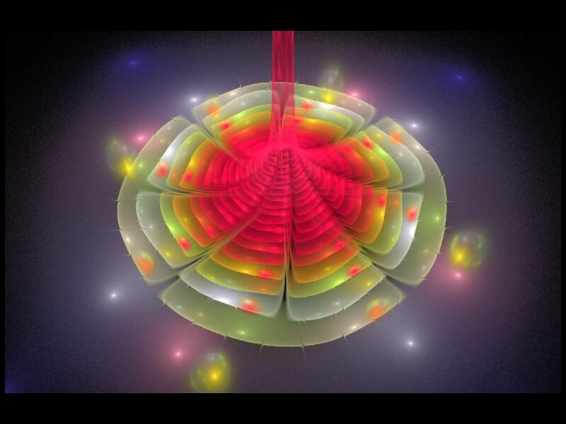 Colorful Fractal Sphere — Red, Vibrant, Digital Art