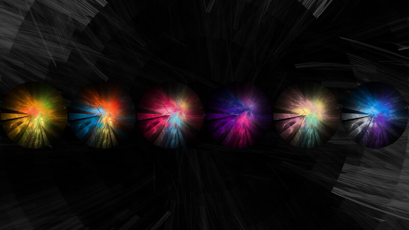 Colorful Fractal Spheres — Black, Dramatic