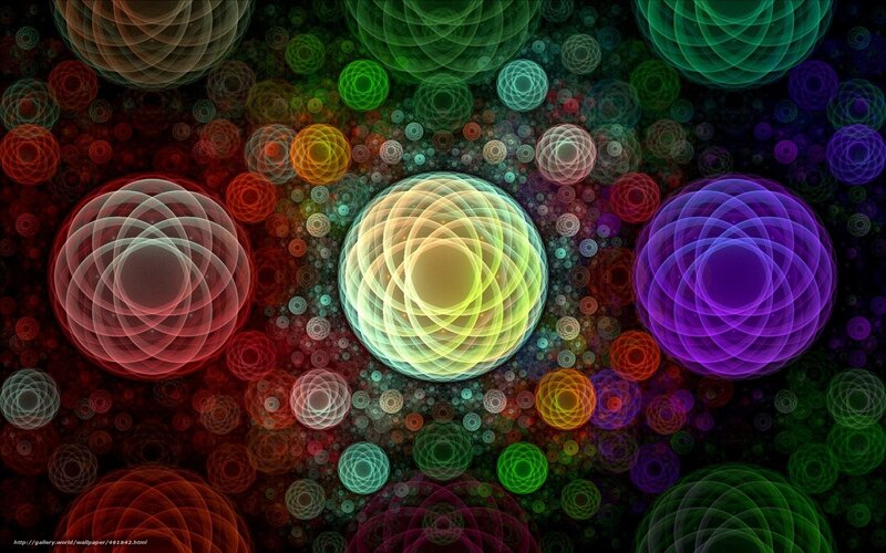 Colorful Fractal Spheres — Green, Hypnotic, Abstract, Circles