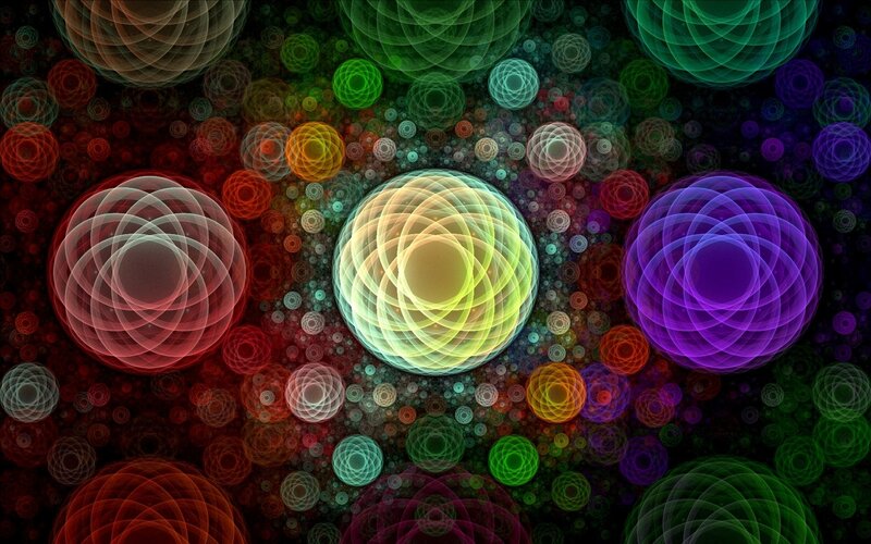 Colorful Fractal Spheres — Green, Hypnotic, Abstract