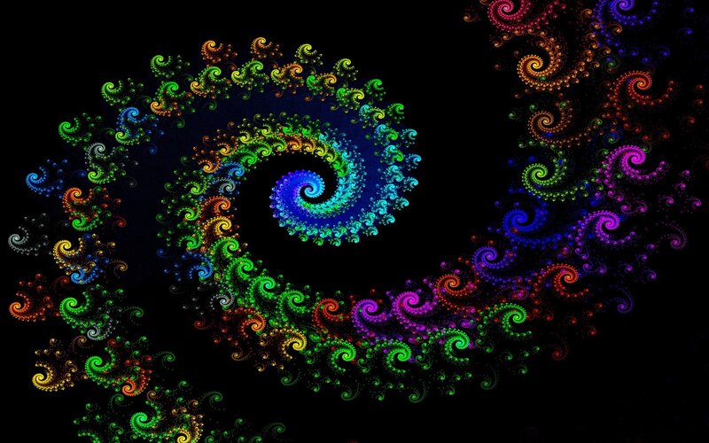 Colorful Fractal Spiral — Black, Hypnotic