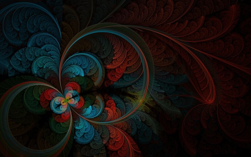 Colorful Fractal Spiral — Blue, Abstract, Digital Art, Colors