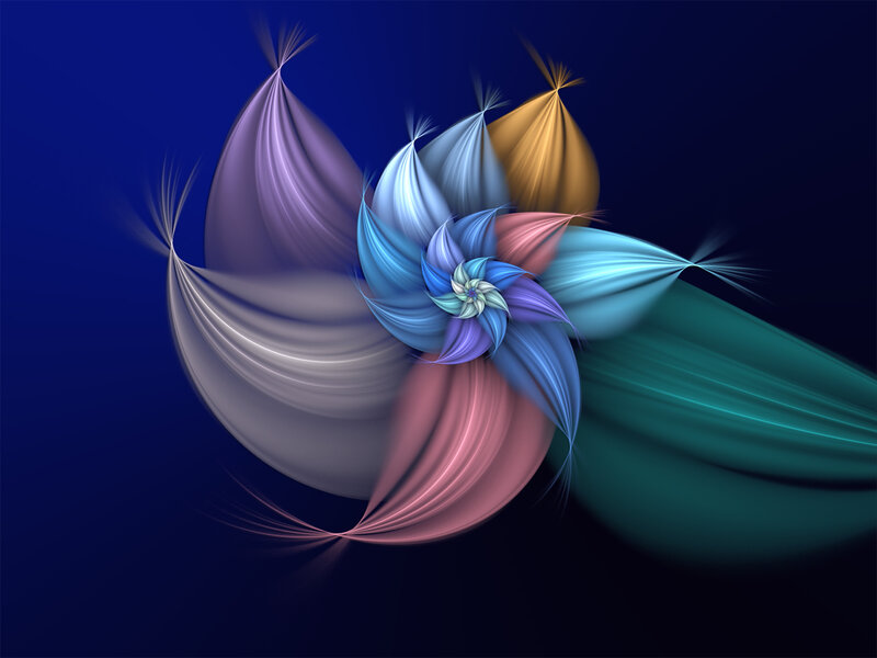 Colorful Fractal Spiral — Blue, Abstract