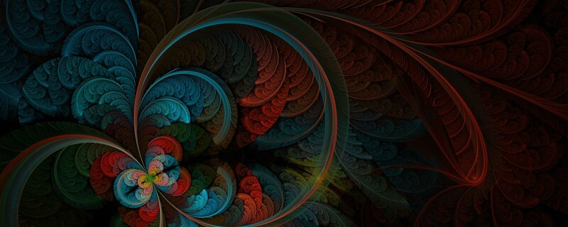 Colorful Fractal Spiral — Blue, Complex
