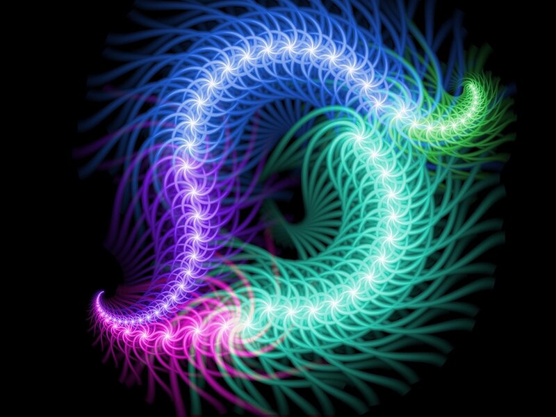 Colorful Fractal Spiral — Blue, Dynamic